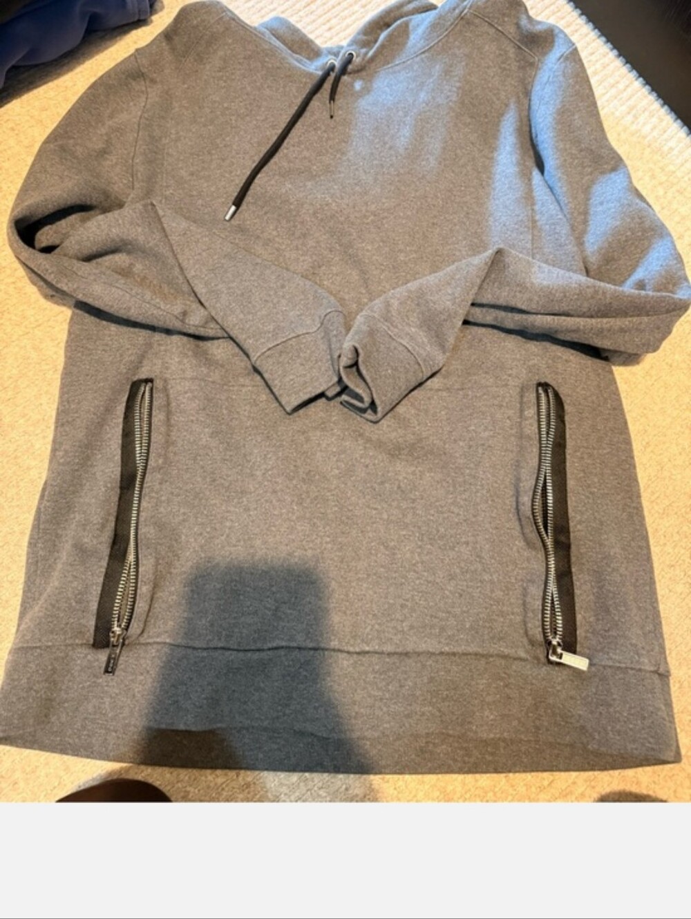 HUGO Men's Charcoal Crewneck Hoodie with Zip Pockets